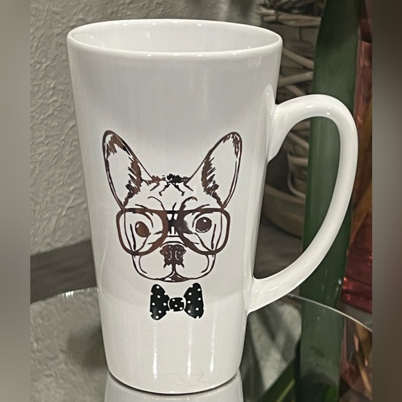3/$10 Tall mug French bulldog with glasses and a bow tie coffee latte NWOT - Picture 2 of 3